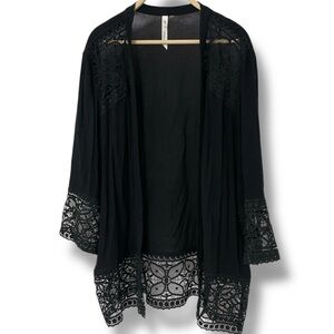 Black Whimsigoth Crochet Lace Kimono Cardigan - Indie Vanguard